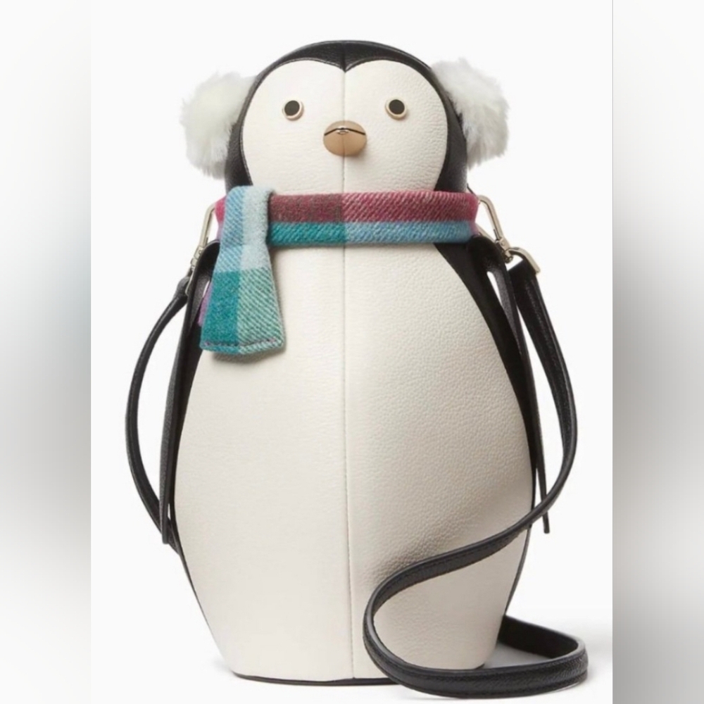 Whimsical Penguin Crossbody Bag in Cream and Black